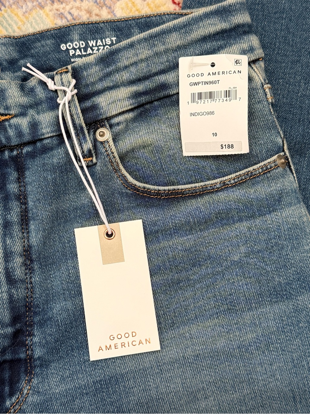 NWT Good American Soft Tech Good Waist Palazzo Jeans 10 / 30 - 33.5” inseam - Picture 4 of 8